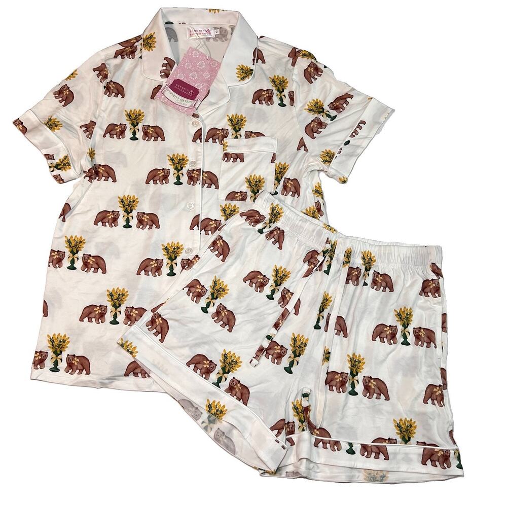 Sorority & Sisterhood Baylor Bears Pajama Set Womens XS Bamboo Green Gold NWT